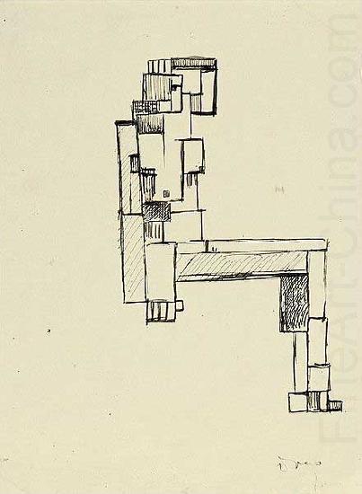 Female nude with hand on her head, Theo van Doesburg